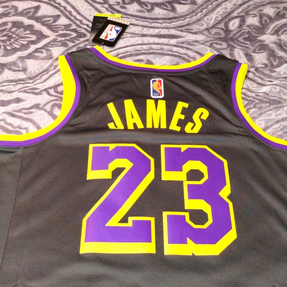 Nike NBA LA Lakers Lebron James (Swingman Earned Ed. Jersey-Men Sz 44-Med) NEW!! - Picture 3 of 7